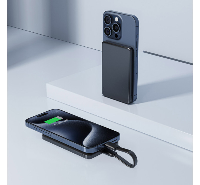 Acefast Батарея універсальна Acefast Magnetic Wireless 5000mAh 18W PD, QC/3.0, QI 7.5W, ультра тонкий, M8 Bllack (6974316283386)