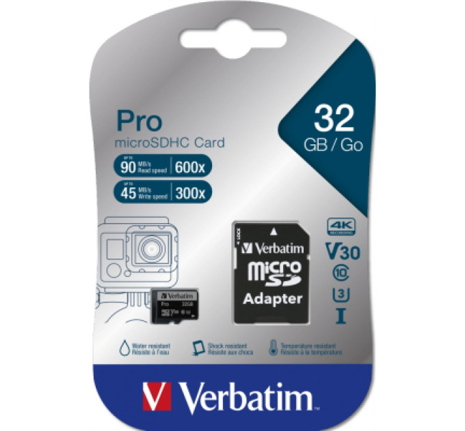 Verbatim Карта пам'яті Verbatim 32GB microSDXC class 10 UHS-III PRO (47041)