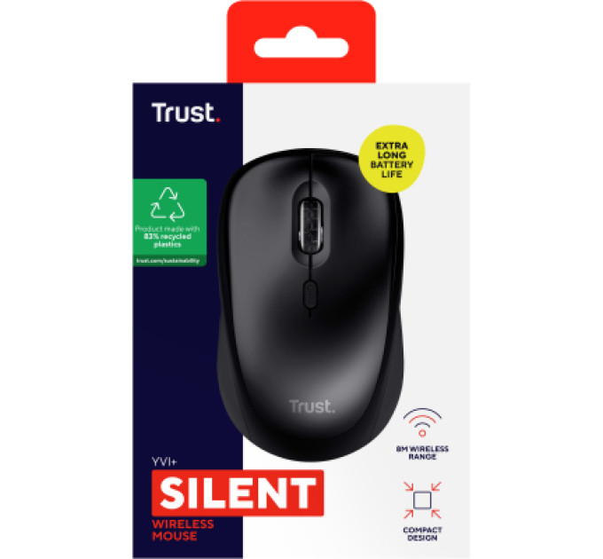 Trust Мишка Trust Yvi+ Silent Wireless/Bluetooth Glossy Black (25512)