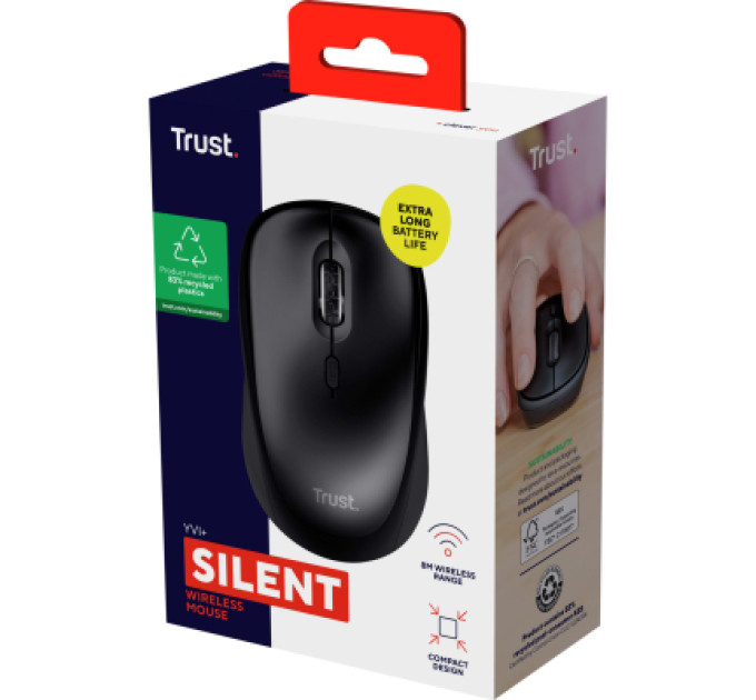 Trust Мишка Trust Yvi+ Silent Wireless/Bluetooth Glossy Black (25512)