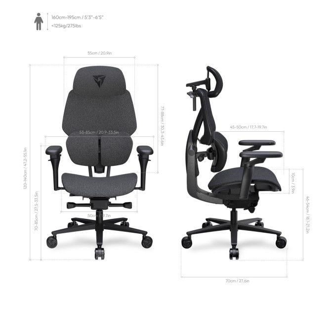 TX3 Крісло для геймерів TX3 Flex Pro Loft Dark Grey (TEGC-307510Z.Z3)