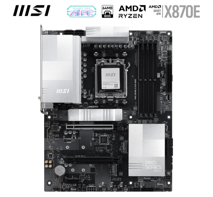 MSI Материнська плата MSI PRO X870E-S EVO WIFI Socket AM5
