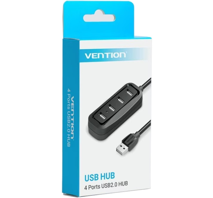 Vention Концентратор Vention USB Hub 4-Port 2.0 Black, 0.15 m (VAS-J43)
