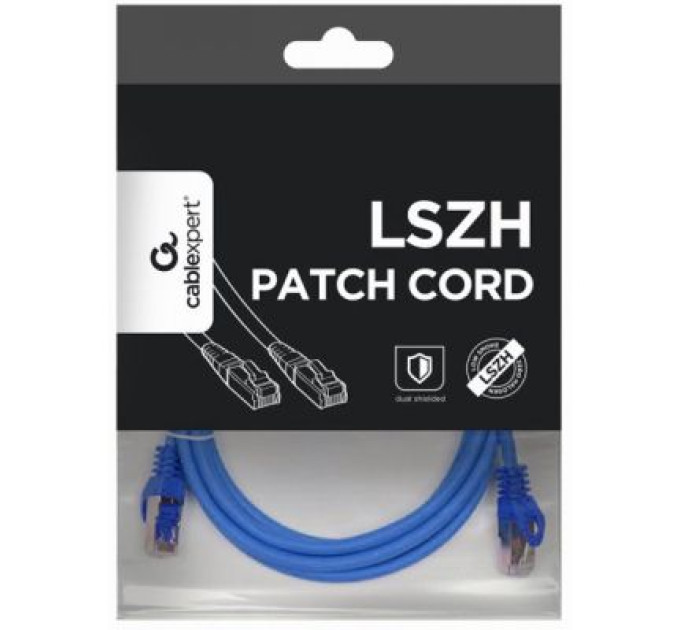 Cablexpert Патч корд Cablexpert PP6A-LSZHCU-B-0.25M, S/STP, литий, 50u" штекер із фіксатором, 0.25 м, синій