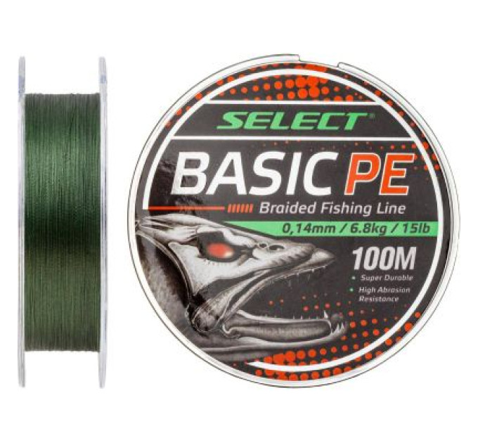 Select Шнур Select Basic PE 100m Dark Green 0.20mm 28lb/12.7kg (1870.27.65)