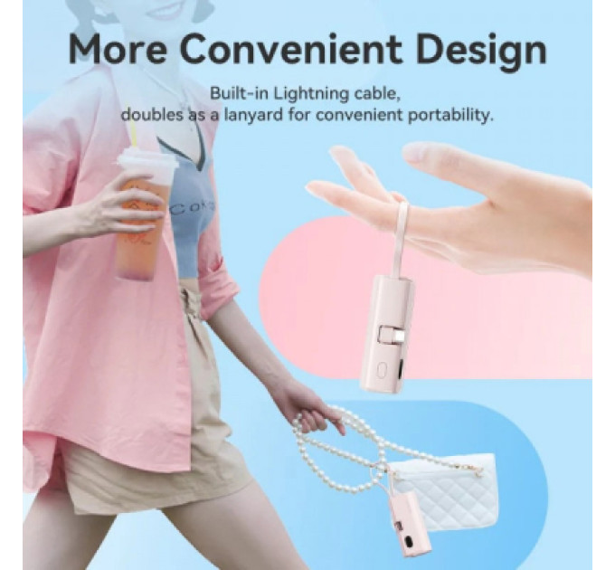 Vention Батарея універсальна VENTION 4800mAh 22,5W PD, USB-C In/Out, LED display, with built-in USB-C cable Black (FHQB0)