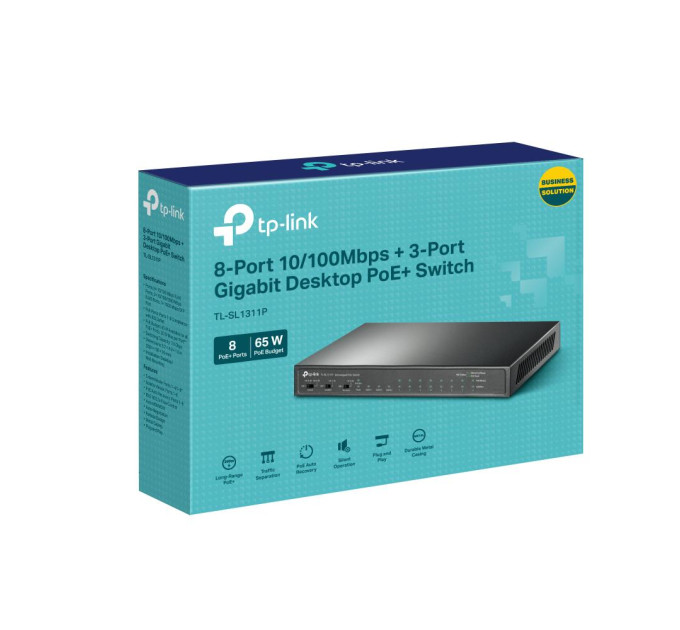Комутатор 8-портовий 10/100 Мбіт/с із PoE+ , TL-SL1311P TP-LINK