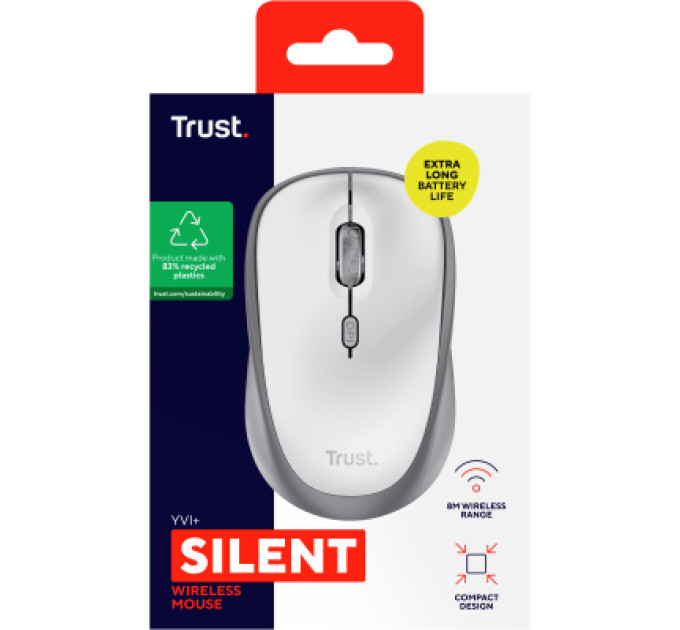 Trust Мишка Trust Yvi+ Silent Wireless White (25513)