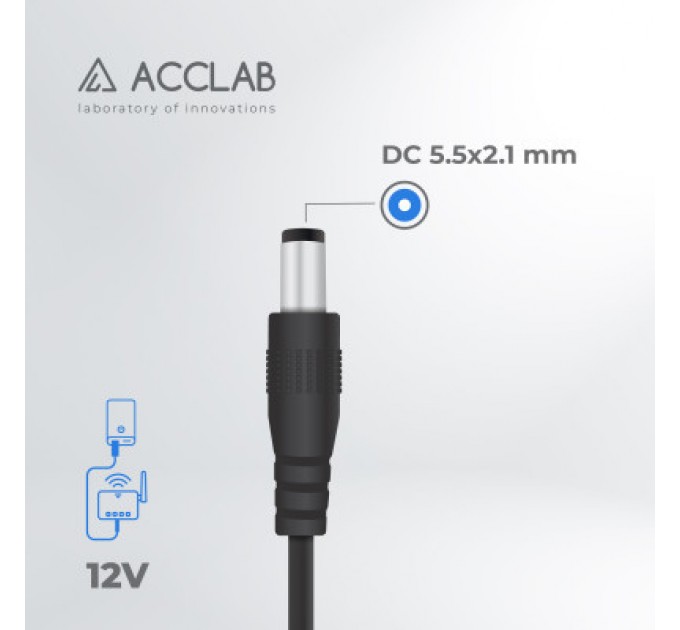 ACCLAB Кабель живлення USB to DC 5.5х2.1mm 12V 1A ACCLAB (1283126565120)