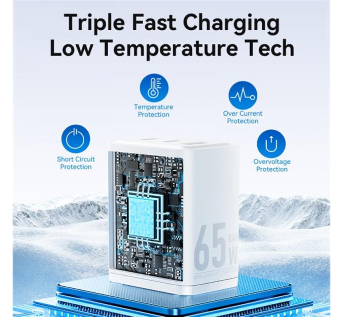 Vention Сетевое зарядное устройство Vention GaN III PD 65W QC3.0 5A White (FERW0-EU)