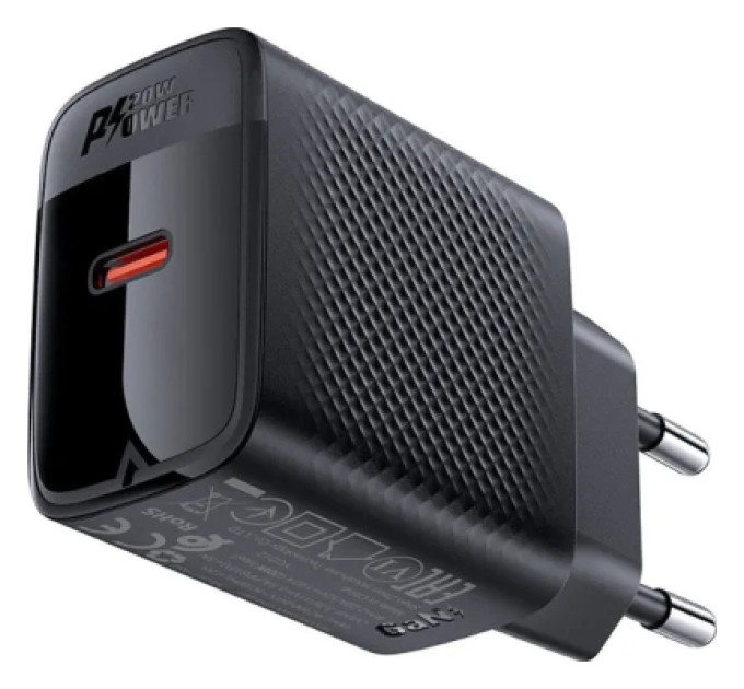 Acefast Зарядний пристрій Acefast USB-C 20W + Type-C cable A82 Fast Charger Black (6974316280057)
