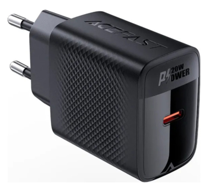 Acefast Зарядний пристрій Acefast USB-C 20W + Type-C cable A82 Fast Charger Black (6974316280057)