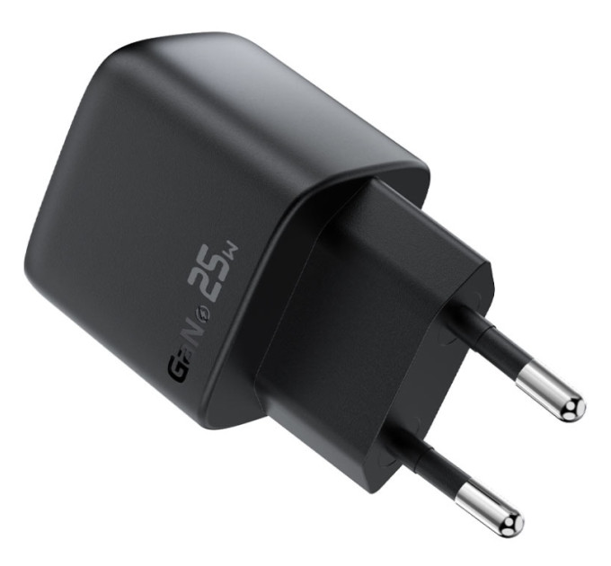 Acefast Зарядний пристрій Acefast 1xUSB-C + 1xUSB 25W GaN with digital display black (6974316284437)