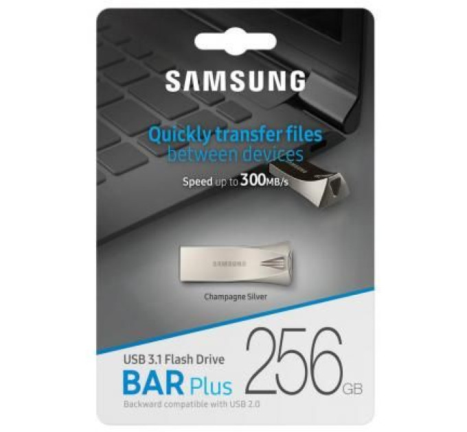 Samsung USB флеш накопичувач Samsung 256GB Bar Plus Silver USB 3.1 (MUF-256BE3/APC)