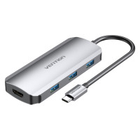 Концентратор Vention USB3.1 Type-C --> HDMI/USB 3.0x3/PD 100W Hub 5-in-1 (TODHB)