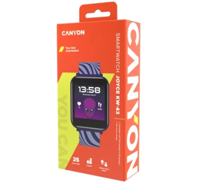 Canyon Смарт-годинник Canyon Joyce KW-43 DUAL BT Music Blue (CNE-KW43BL)