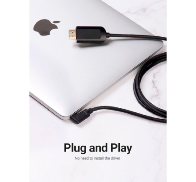 Vention Кабель мультимедійний USB-C 3.1 to HDMI 1.5m 90° 4K 60 Гц PVC Black Vention (CGVBG)