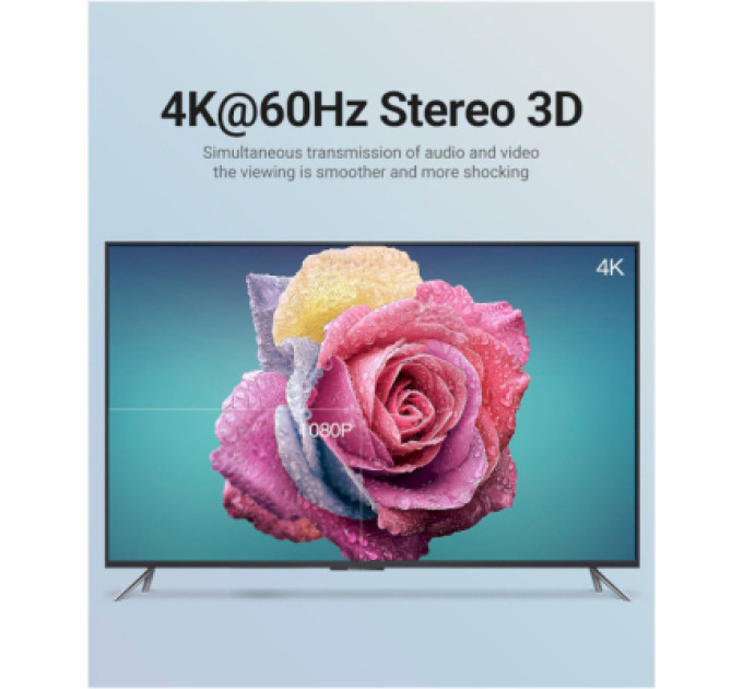 Vention Кабель мультимедійний USB-C 3.1 to HDMI 1.5m 90° 4K 60 Гц PVC Black Vention (CGVBG)