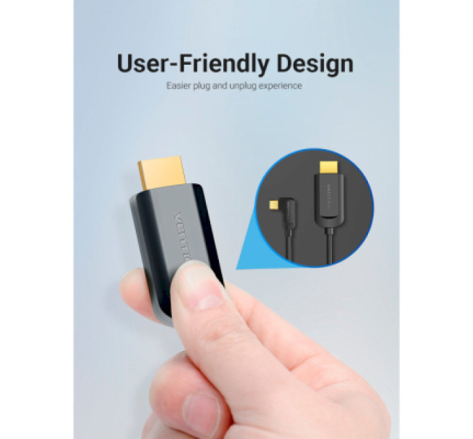 Vention Кабель мультимедійний USB-C 3.1 to HDMI 1.5m 90° 4K 60 Гц PVC Black Vention (CGVBG)