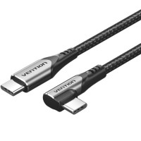 Дата кабель USB-C to USB-C 0.5m USB2.0 60W (20V/3A) angle 90° Gray Aluminum Alloy Vention (TRAHD)