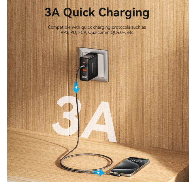 Vention Дата кабель USB-C to USB-C 0.5m USB2.0 60W (20V/3A) angle 90° Gray Aluminum Alloy Vention (TRAHD)