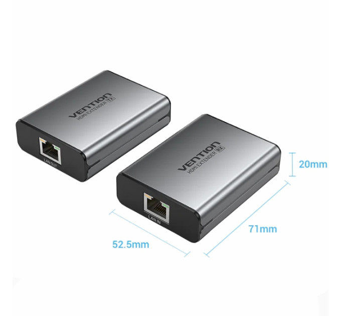 Vention Адаптер HDMI via UTP up to 60m w/Power adapter(RX/TX) V1.4 1080p 60Hz 3D DD7.1 Vention (AKGH0-EU)