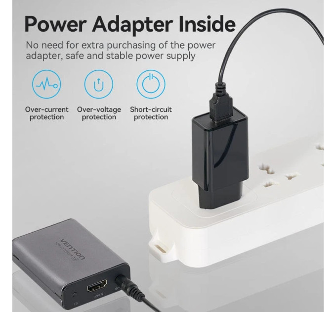 Vention Адаптер HDMI via UTP up to 60m w/Power adapter(RX/TX) V1.4 1080p 60Hz 3D DD7.1 Vention (AKGH0-EU)