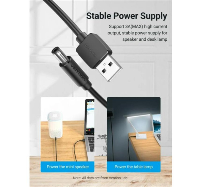 Vention Кабель Vention USB - DC (M/M), 5.5 мм, 0.5 м, Black (CEYBD)