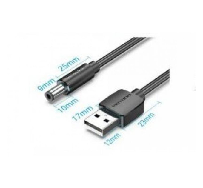 Vention Кабель Vention USB - DC (M/M), 5.5 мм, 1.5 м, Black (CEYBG)