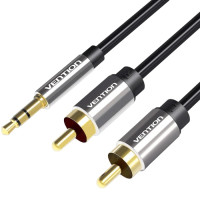 Кабель Vention 3.5 мм - 2хRCA (M/M), 5 м, Black (BCFBJ)