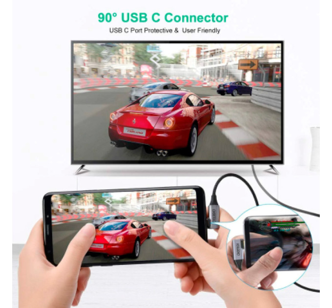 Choetech Кабель мультимедійний USB-C to HDMI M 1.8m 4K60Hz 90° corner Choetech (XCH-1803)