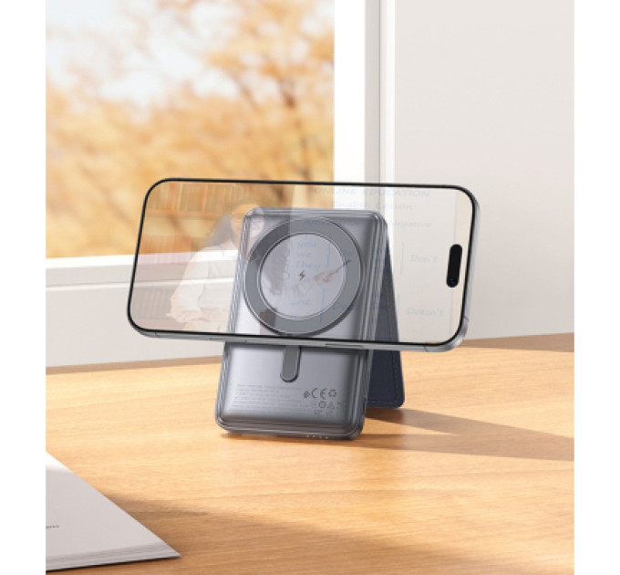 HOCO Батарея універсальна HOCO 5000mAh Title PD/20W Magnetic with stand + mini wallet Grey (Q46 / 714988)