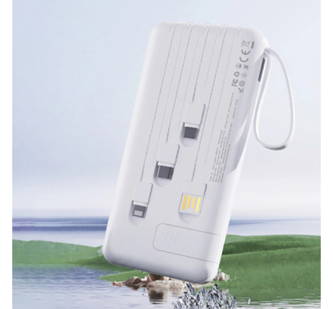 Dudao Батарея універсальна Dudao 10000mAh K11 10W, USB-A, USB-C, microUSB, with USB-A/USB-C/Lightning/MicroUSB cables White (6977196681860)