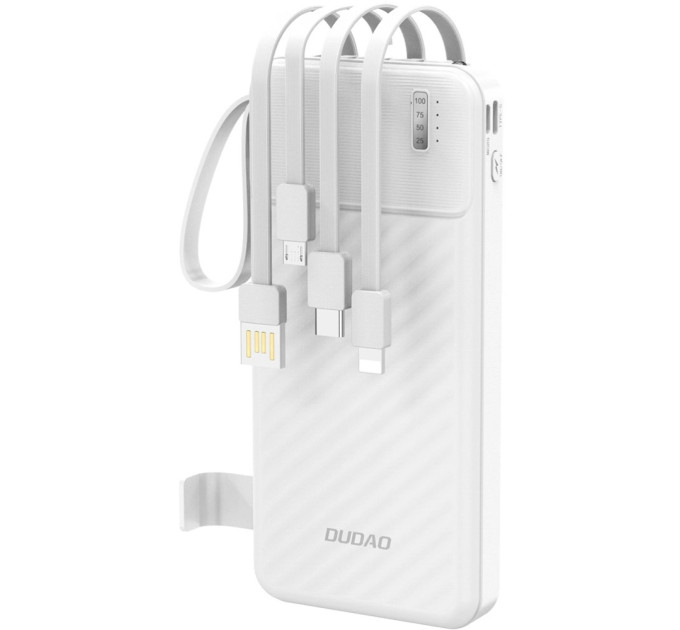 Dudao Батарея універсальна Dudao 10000mAh K11 10W, USB-A, USB-C, microUSB, with USB-A/USB-C/Lightning/MicroUSB cables White (6977196681860)