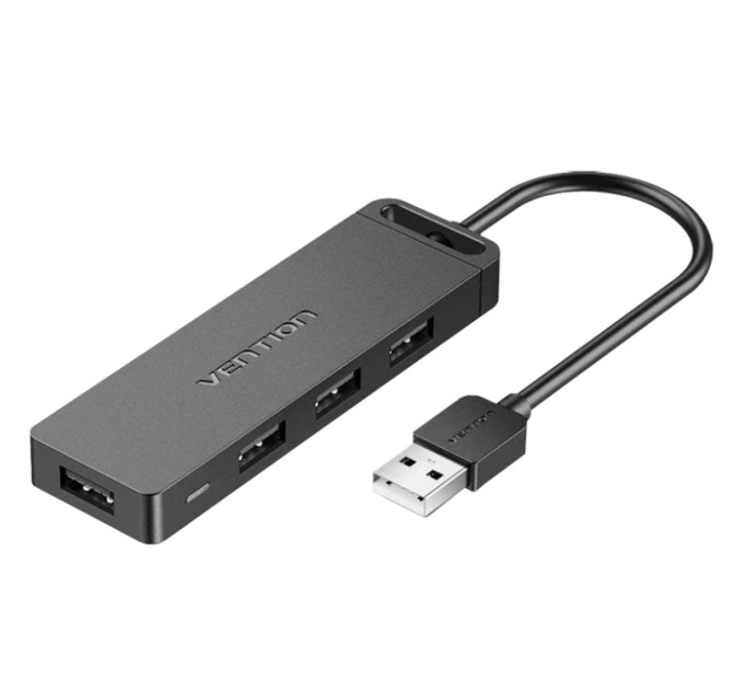 Vention Хаб USB 2.0 -> 4xUSB 2.0, 0.15м, Black Vention