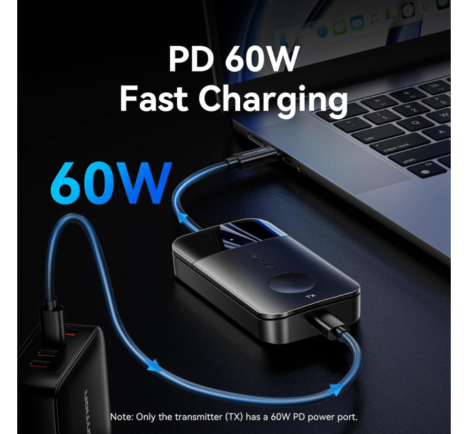Vention Комплект USB-C М --> HDMI бездротовий передавач + приймач, 4K30Гц, 5GHz, до 50м, 60W PD Vention