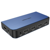 Перемикач HDMI V2.0, 4K 60Гц 1x5 ports, Toslink 3.5мм, з пультом ДК, голубий,  Vention