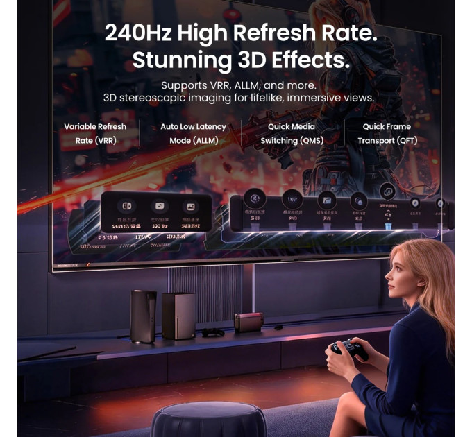 Vention Кабель HDMI M - M, 10.0м, V2.1, 8K 60Гц 48Gbps Aluminum Alloy, сірий Vention