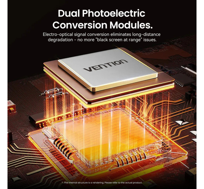 Vention Кабель HDMI M - M, 50.0м, V2.1, Optical 8K 60Гц 48Gbps Aluminum Alloy, сірий Vention