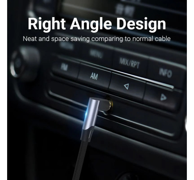 Vention Кабель AUX Audio TRS M/M, кут 90°, 0.05м сірий, Aluminum Alloy Vention