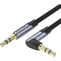 Кабель AUX Audio TRS M/M, кут 90°, 1.0м сірий, Aluminum Alloy Vention