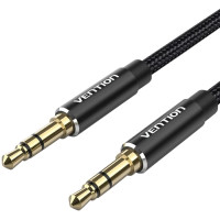Кабель AUX Audio TRS M/M, 5.0м, чорний, обплетення, Vention