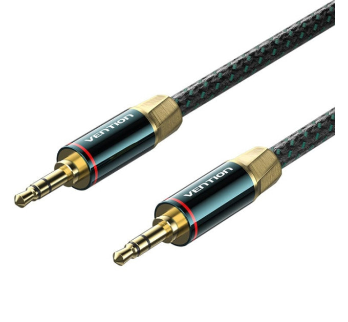 Vention Кабель AUX Audio TRS M/M, 2.0м, Silver-plated, Zinc alloy, обплетення, зелений, Vention