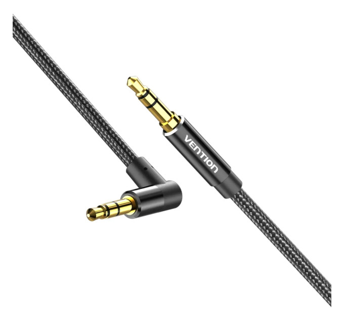 Vention Кабель AUX Audio TRS M/M, кут 90°, 0.5м, Nylon Braided, чорний, Vention