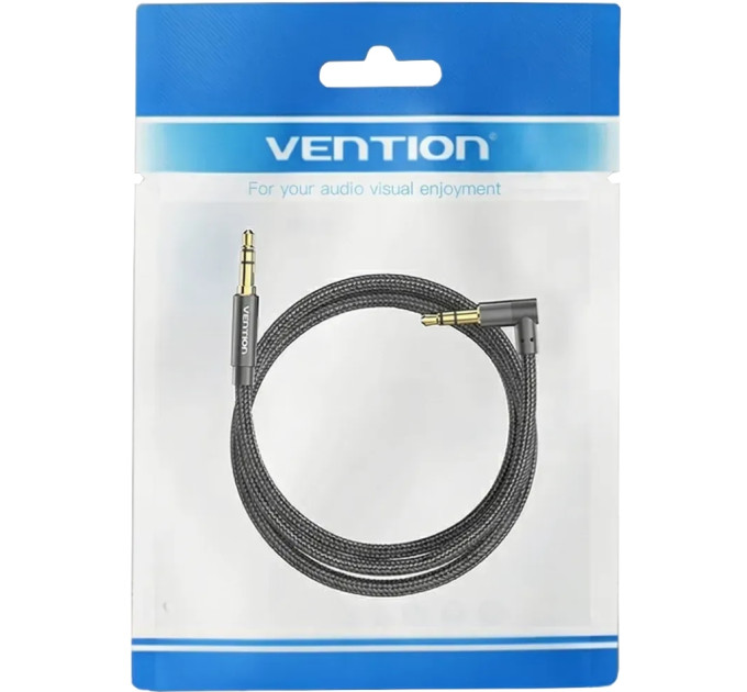 Vention Кабель AUX Audio TRS M/M, кут 90°, 2.0м, Nylon Braided, чорний, Vention