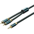 Vention Кабель AUX Audio HiFi TRS 3.5мм - RCAx2 M/M 2.0м, OFC Silver, Cotton braided, зелений, Vention