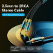 Vention Кабель AUX Audio HiFi TRS 3.5мм - RCAx2 M/M 5.0м, OFC Silver, Cotton braided, зелений, Vention