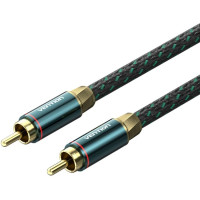 Кабель AUX coaxial HiFi RCA M/M 5.0м OFC Silver, Zinc alloy, зелений, Ventio