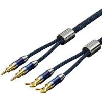 HiFi Audio Speaker Cable 5.0м,Banana-Spade 2xM/M,4N OFC Silver, Gold-Plated,TPE + обплетення,Vention