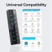 Vention Хаб USB 3.0 -> 7xUSB 3.0, з вимикачами, 1.0м, 5Gbps, активний, з адаптером 12В,чорний Vention